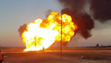 アルジェブサ油田局のソース写真：ガスパイプラインの爆発はテロ行為です